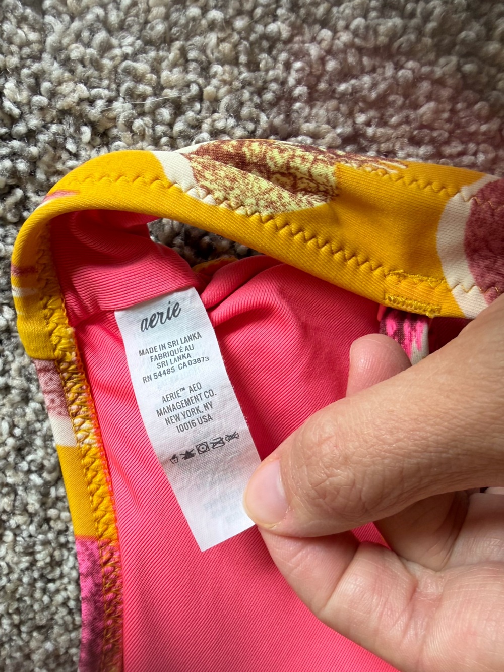 Aerie Yellow Pineapple Print Scoop Bikini Top and High Cut Cheeky Bottoms Size S - Picture 7 of 11